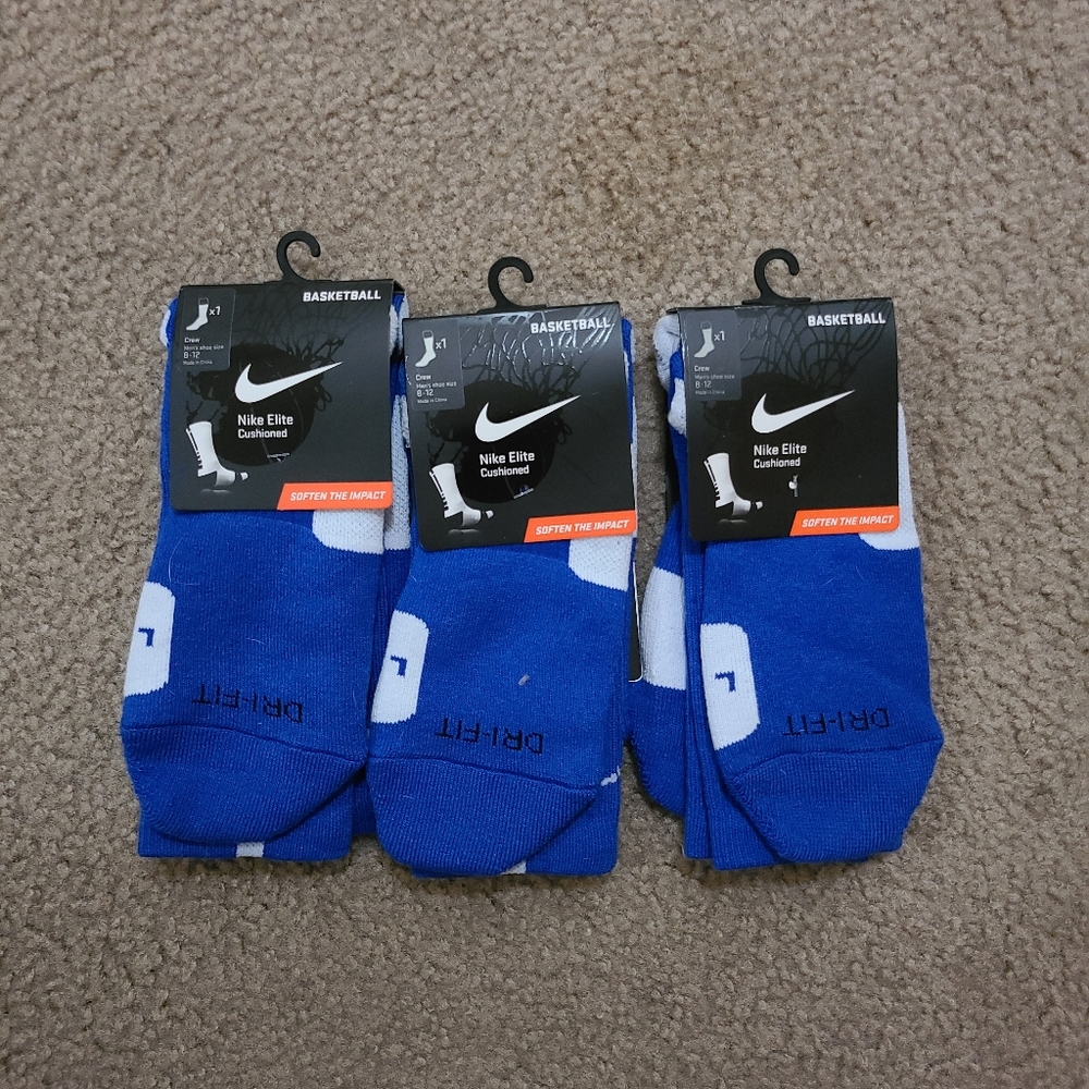 3 pairs Nike Elite basketball socks - large blue